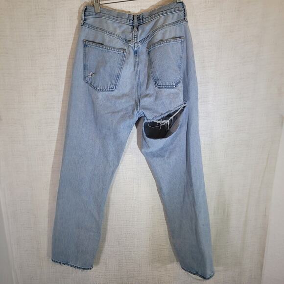 Agolde 90s Jeans Womens 28 Distressed Raw Hem Denim Stretch Pockets Pants READ - Picture 8 of 14